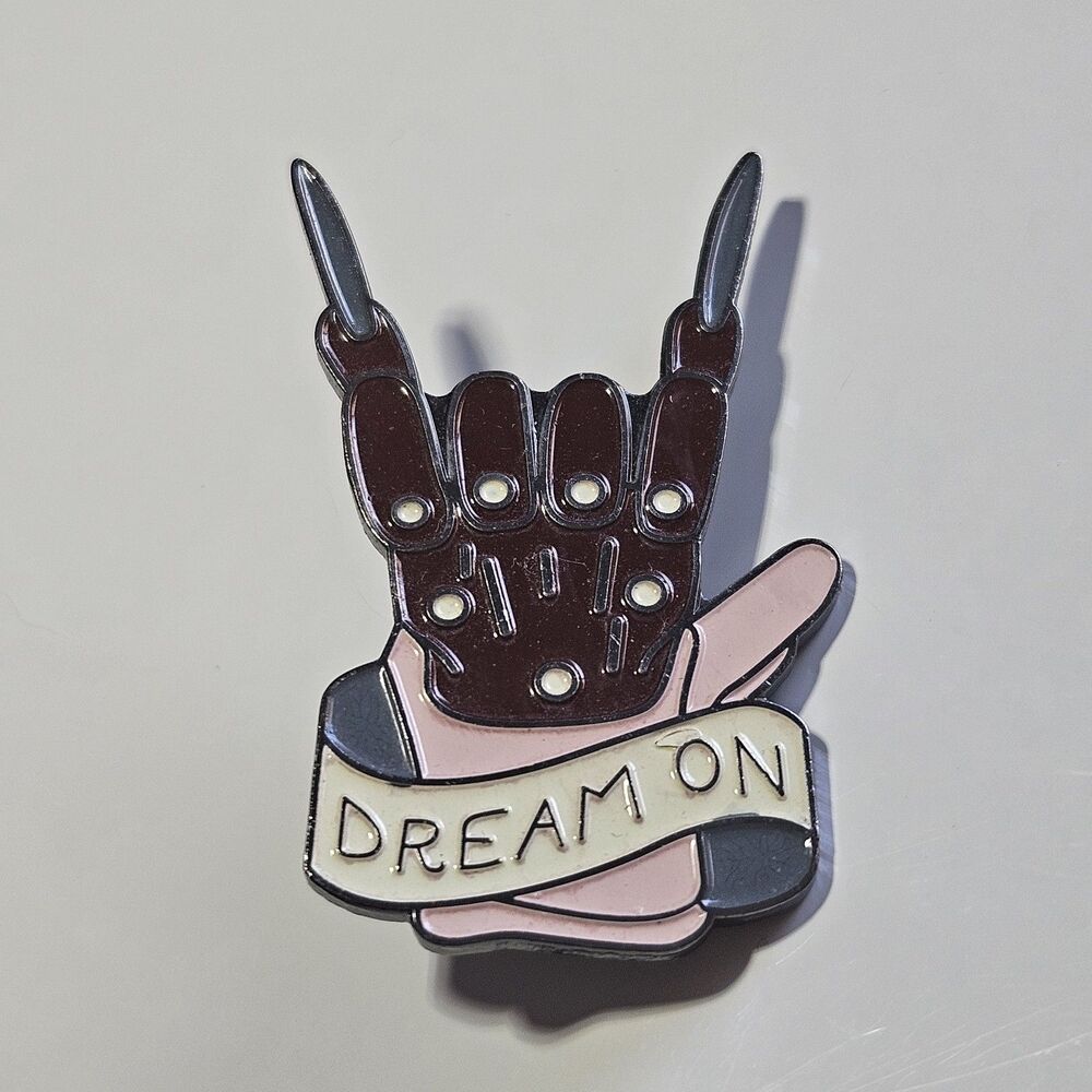 Nightmare On Elm Street Freddy Krueger Glove Dream On Enamel Horror Pin Lapel